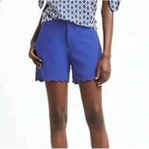 Banana Republic Shorts Scalloped Hem Cobalt Blue Size 0 - Picture 1 of 14